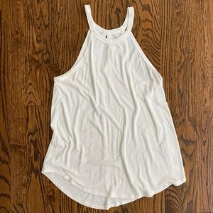 Women’s ribbed high-neck cream tank top